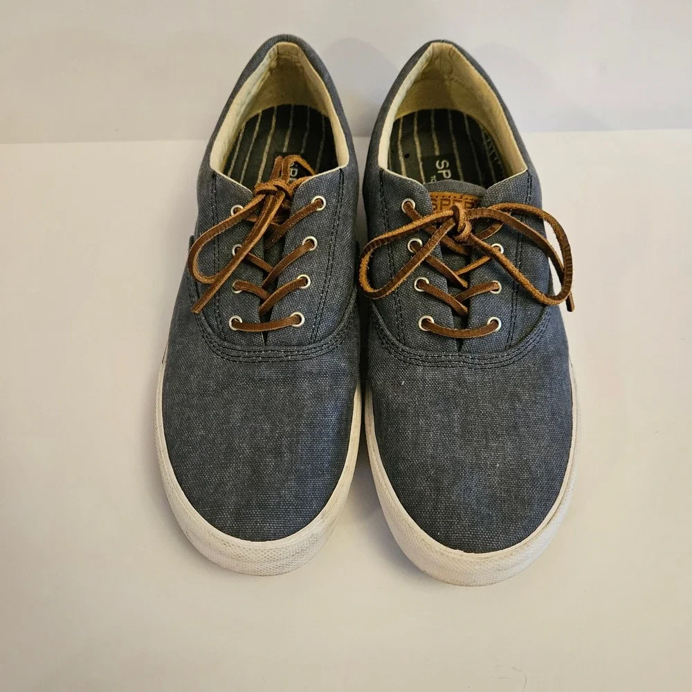 Sperry Top-Sider Striper II CVO Men Navy Blue Canvas Sneakers STS16797 Size 10.5